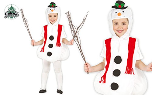 GUIRMA - Disfraz muñeco de nieve, color blanco, 3-4 años, 42509
