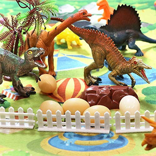 Gzsbaby Dinosaur Toys- 34 figuras educativas realistas de dinosaurios para niños de 6 a 5 a 4 a 3 años con alfombrilla de juego de actividades con libro de dinosaurios