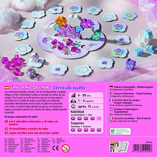 Haba- Juego de mesa, Unicornio Destello - Torre de Nubes, Multicolor (Habermass H304542) , color/modelo surtido