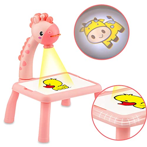 Hangarone Proyector de Tablero de Dibujo para niños, Juguete de proyector de rastreo y Dibujo, Dibujo con luz para niños, Juego de Dibujo Educativo, Seguro de Usar, Patrones de Jirafa