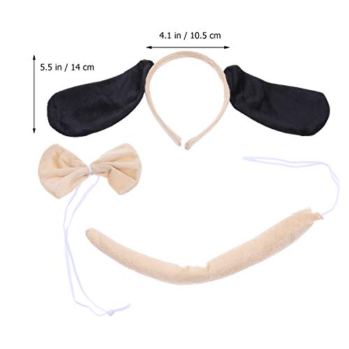 Happyyami - Disfraz de perro, Halloween, animales, accesorios para niños, con diadema de orejas de perro, lazo, para niños y adultos