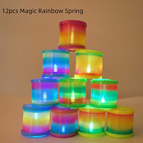 Herefun 12 Rainbow Spiral Juguete por Niños, Juguetes Luminosos, Arco Iris Espiral Primavera, Juguetes de Primavera del Arcoiris, Juguete Mágico Elástica Niños Fiesta de Cumpleaños