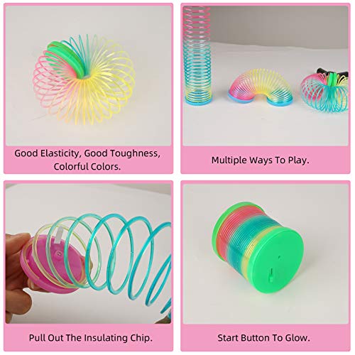 Herefun 12 Rainbow Spiral Juguete por Niños, Juguetes Luminosos, Arco Iris Espiral Primavera, Juguetes de Primavera del Arcoiris, Juguete Mágico Elástica Niños Fiesta de Cumpleaños