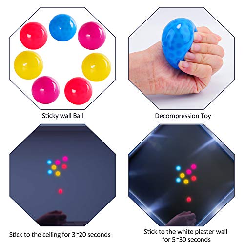 Herefun 8 Piezas Bola para Aliviar el Estrés, 4 Colores Juguetes de Descompresión, Bolas Fluorescentes Stickytarget, Juguete Antiestrés de Bola para Adultos y Niños (Color1)