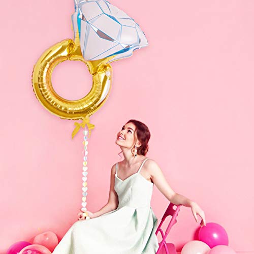 Hivexagon Anillo de Diamante Gigante, Globos de Aluminio para Despedida de Soltera, Fiesta de Compromiso, Despedida de Soltero, Decoraciones de Boda 2pcs / Set (Color Oro) HP042