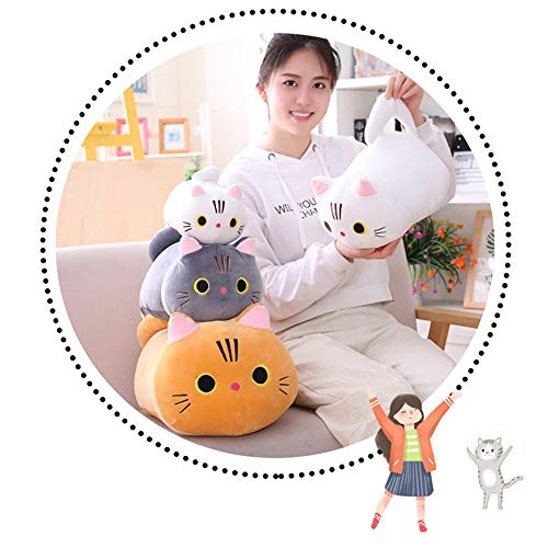 Hjinyu Almohada Peluche en Gato Negro Gato Cojín Suave Peluche Gatito Muñeco de Peluche de Gato Almohada para Abrazar Juguete de Animado Gato para Novia, Niños, Esposa (Gris)