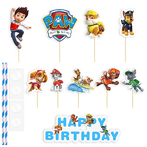 HONGECB Decoración Para Tartas Infantiles, Cupcake Toppers, Decoración Tarta De Niños, Patrulla de perros Para Cumpleaños De Niños, Fiesta De Baby Shower, Diy Tema Decoración De Tartas, 37 Piezas