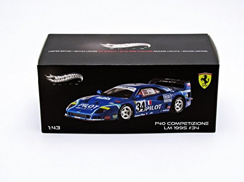 Hotwheels Elite X5508- Ferrari F40 Competizione Le Mans'95, escala 1/43 Color azul