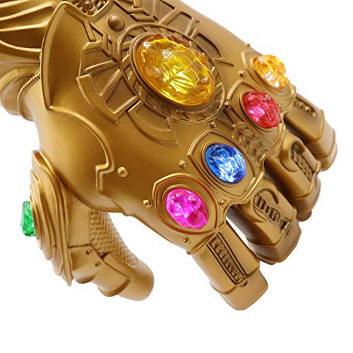 Hpparty 2019 Ironman Infinity Guantelete Thanos guante – Separable magnético con piedras infinitas versión-3 modos de luz intermitente (dorado)