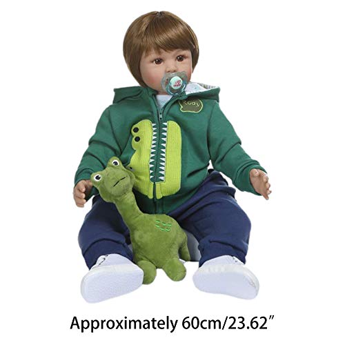 hsafantastic 24 Pulgadas 60 cm Encantadoras muñecas Reborn para niños pequeños de Silicona Realista muñeca de Juguete de Pelo Corto como se Muestra en Las imágenes