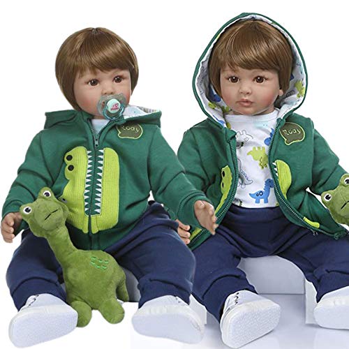 hsafantastic 24 Pulgadas 60 cm Encantadoras muñecas Reborn para niños pequeños de Silicona Realista muñeca de Juguete de Pelo Corto como se Muestra en Las imágenes