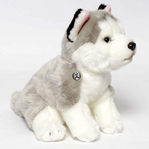 Husky Smila - Perro de peluche con forma de trineo (Alaskan Malamute sentado)