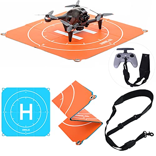 iEago RC Drone Landing Pad plegable (50 cm x 50 cm) + Cable de cuello ajustable para mando a distancia para DJI Mavic 3/Air 2/Air 2S/Mavic Mini/Mini 2/Mavic Pro/Mavic 2 Pro/Zoom/Spark/FPV Drone