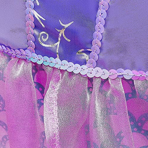 IMEKIS Disfraz de Princesa Sirena para Niñas de Halloween Carnaval de Navidad Disfraz de Cosplay Falda de Cola de Pez con Volantes de Escamas de Pescado con Accesorio Traje de Cumpleaños