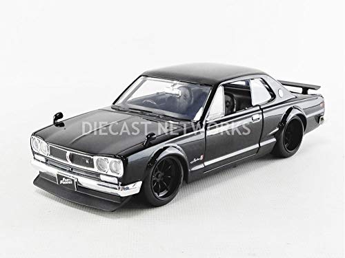 Jada Toys – Nissan – Skyline 2000 GTR Coche de ferrocarril de Collection, 99686bk, Negro