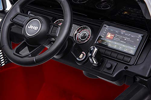 Jeep Wrangler Rubicon Coche eléctrico 4x4. El vehículo Dispone de 4 Motores de 12v - 35w. con Asiento de Cuero Puertas Que se abren con Control Remoto de 2.4 GHz Arranque Suave