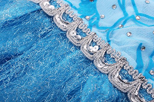 JerrisApparel Fiesta Maxi Vestido de Princesa niña Disfraz Cosplay con Diamante (100cm, Azul)