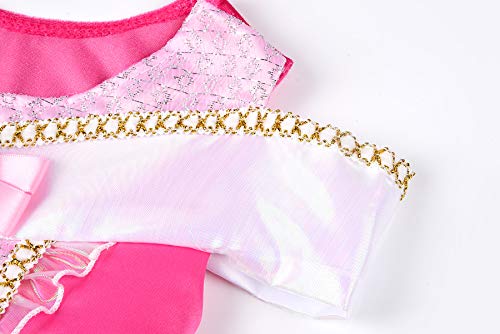 JerrisApparel Niña Princesa Aurora Disfraz Vestir Bella Durmiente Vestito (4 años, por la Tobillo con Accesorios)
