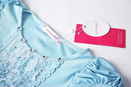 JerrisApparel Niña Princesa Cenicienta Disfraz Manga de Soplo Fiesta Vestido (8 años, Azul con Accesorios)