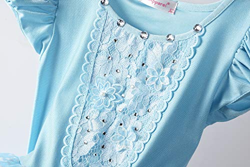 JerrisApparel Niña Princesa Cenicienta Disfraz Manga de Soplo Fiesta Vestido (8 años, Azul con Accesorios)
