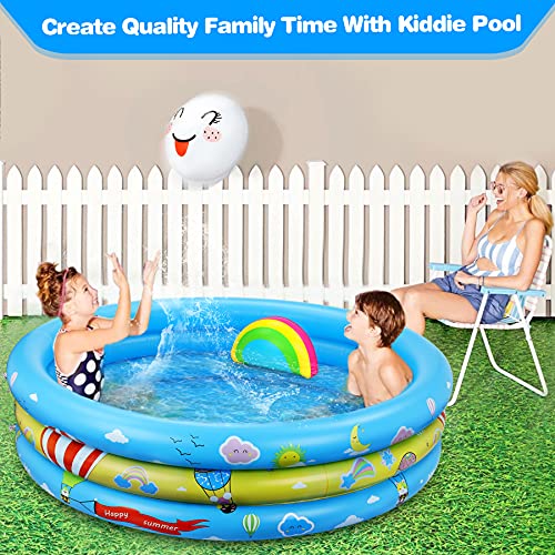 Jojoin Piscina Hinchable, Piscina Inflable Niños, 2 Almohadas Inflables, Material PVC Plástico, Fiesta de Verano en La Piscina Interior al Aire Libre 120 CM * 30 CM