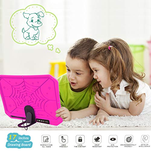 JRD&BS WINL Tabletas GrÁFicas LCD Juguetes para Niños y Niñas de 3 a 12 Años,Tablero de Dibujo y Escritura de 17 Pulgadas con BotÓN de Borrado de Bloqueo para el Hogar la Escuela y la Oficina (Rosa)