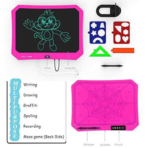 JRD&BS WINL Tabletas GrÁFicas LCD Juguetes para Niños y Niñas de 3 a 12 Años,Tablero de Dibujo y Escritura de 17 Pulgadas con BotÓN de Borrado de Bloqueo para el Hogar la Escuela y la Oficina (Rosa)