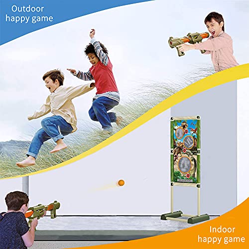 Juego De Disparos para Niños Y Niñas De 5 6 7 8 9 10+Años, 2 Piezas De Pistolas De Juguete Airsoft De Bolas De Espuma con Objetivo De Tiro De Pie,Objetivo De Airsoft para Interiores (moverse)