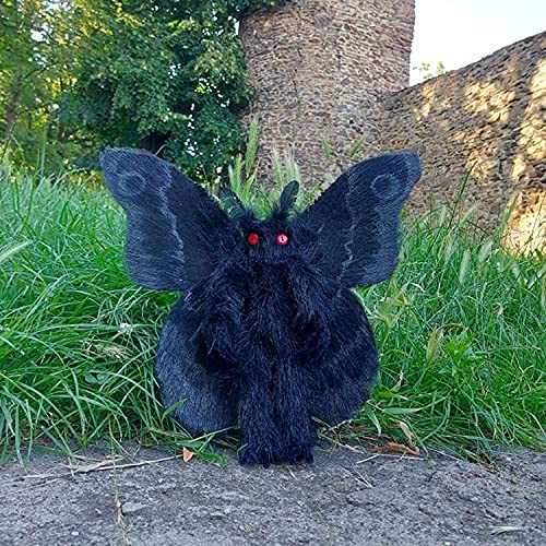 Juguete de peluche para Halloween, gótico, polilla malvada, muñeca Plushie con ojos rojos brillantes, gran regalo para niños y niñas, cumpleaños, animales de peluche, decoración del hogar (negro)