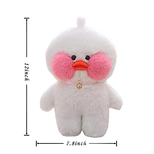 Juguete de peluche suave de juguete de juguete de pato blanco for niños Bricolaje Juguete relleno de peluche abrazado con sombrero rosado lindo y elegantes regalos for la Navidad. (12 pulgadas / 30 cm