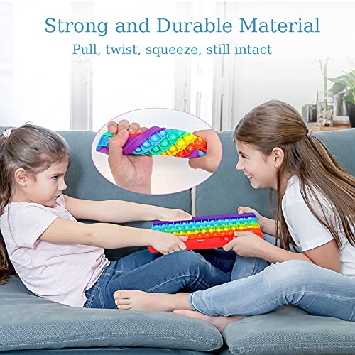 Juguete Fidget con Forma de Teclado, Burbuja emergente para aliviar la ansiedad, Alivio del estrés del Teclado arcoíris para niños Adultos, Burbuja emergente de Empuje para inquietud sensorial