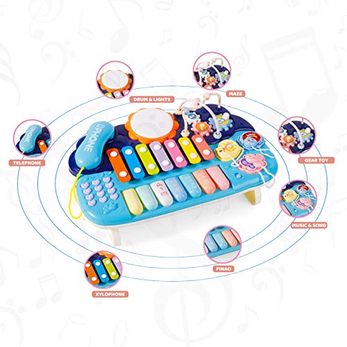 Juguete Musical para bebé-Juego con teléfono Pearl Labirinth Gear Xilófono Piano-Juguetes de Aprendizaje para Niños de 1 2 3 Años Niños Niñas Niños Pequeños Los Mejores Regalos Educativos (azul)