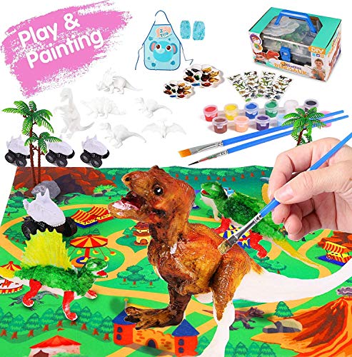 Juguetes de Dinosaurios, Felly Dinosaurio Pintar Juegos para Niños, 3D DIY Dinosaurio Figuras, Educativos Regalo de Cumpleaños y de Navidad para 3 4 5 6 7 8 9 años Niños y Niñas