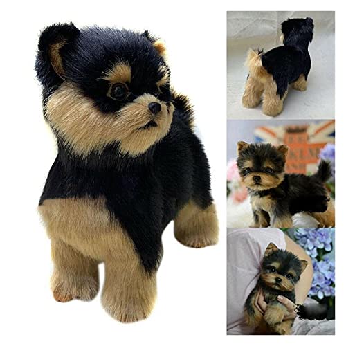 Juguetes de Peluche Realista Yorkshire Terrier Simulación Juguete Lindo Perro Peluche Pet Mano Hecho a Mano Juguete Cachorro Realista Zzib (Color : Schwarz)