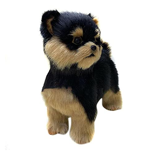 Juguetes de Peluche Realista Yorkshire Terrier Simulación Juguete Lindo Perro Peluche Pet Mano Hecho a Mano Juguete Cachorro Realista Zzib (Color : Schwarz)