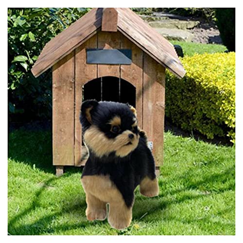 Juguetes de Peluche Realista Yorkshire Terrier Simulación Juguete Lindo Perro Peluche Pet Mano Hecho a Mano Juguete Cachorro Realista Zzib (Color : Schwarz)