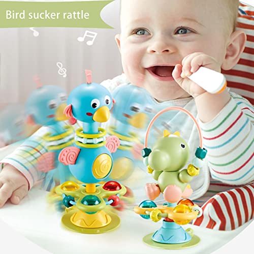 Juguetes de Sonajero para Bebés, Silicona Masticable, Agitador de Juguetes Sensoriales de Sonajero para Bebés, con Ventosas y Torsión, Juguetes Interactivos para Niños Recién Nacidos, Niñas y Niños