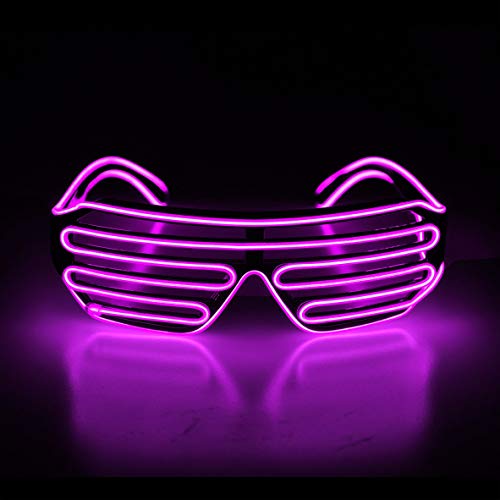 KingCorey Light Up Flashing Shutter Gafas de neón Rave Gafas de Sol El Wire LED Gafas de Sol activadas por Voz Disfraces de DJ para los 80, EDM, Fiesta (Rosa)