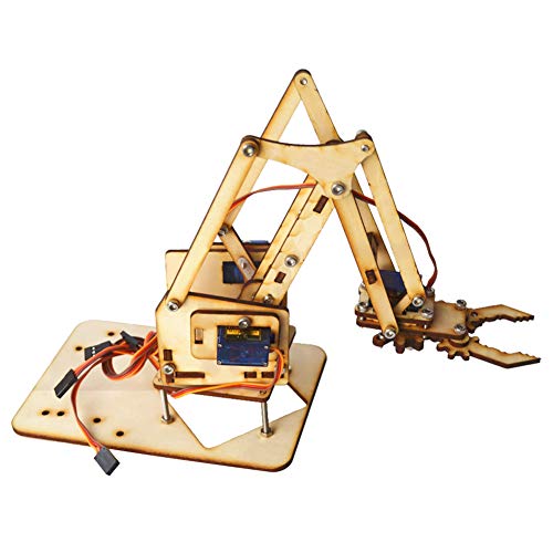 Kit de brazo robot, brazo mecánico robótico de madera 4DOF, brazo mecánico ligero para bricolaje sg90 servo, brazo robot ensamblado para Raspberry Pi SNAM1500
