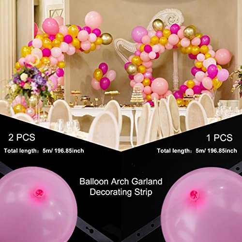 Kit de Cinta de Tira Decorativa de la Columna de Arco, Tiras de Cinta de Globo con Pegamento de Punto de Globo, Clips de Flores para la Fiesta de Navidad Bodas Cumpleaños