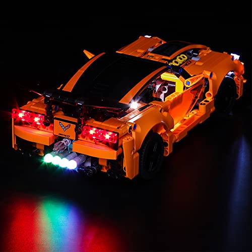 Kit de Luces LED para Coche Deportivo Lego 42093 Chevrolet Corvette ZR1, Juego de iluminación de conexión USB Compatible (Solo Luces, no Modelos Lego)
