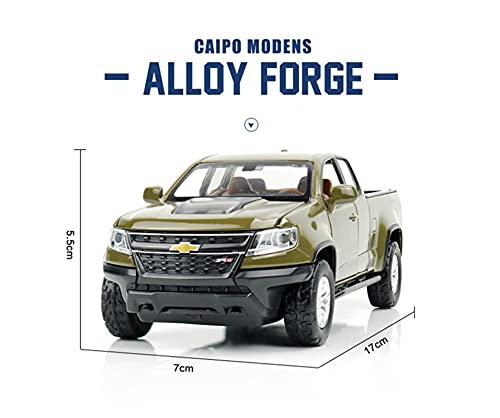 Kit Juguetes Coches Metal Resistente Diecast 1:32 para Chevrolet Colorado ZR2 Modelo De Sonido Y Luz Coches Modelo De Aleación Pantalla Colección para Adultos Maravilloso Regalo (Color : Verde)