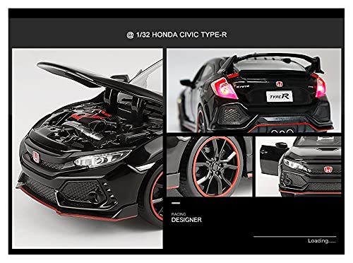 Kit Juguetes Coches Metal Resistente Modelo De Coche De Marca 1:32 para Honda Civic Type-R, Modelo De Fundición A Presión De Vehículo De Aleación De Sonido Y Luz Maravilloso Regalo (Color : White)