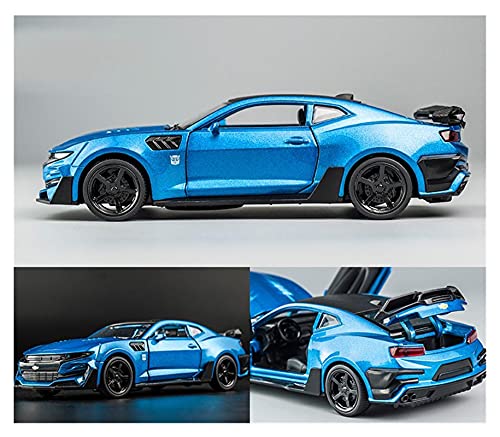Kit Juguetes Coches Metal Resistente Modelo De Coche De Marca A Escala 1:32 para Chevrolet Camaro con Sonido Y Luz, Vehículo De Aleación Fundido A Presión Maravilloso Regalo (Color : Azul)