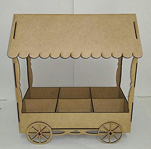 Kit para hacer carrito de chuches de madera DM para candy bar mesa dulce. Medidas:44cm de alto x 35 cm de ancho x 20 cm de fondo
