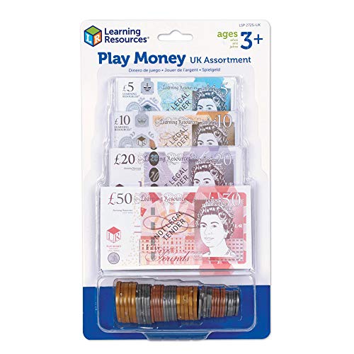 Learning Resources- Pack de Dinero del Reino Unido Pretend & Play (blíster), Multicolor (LSP2725-UK)