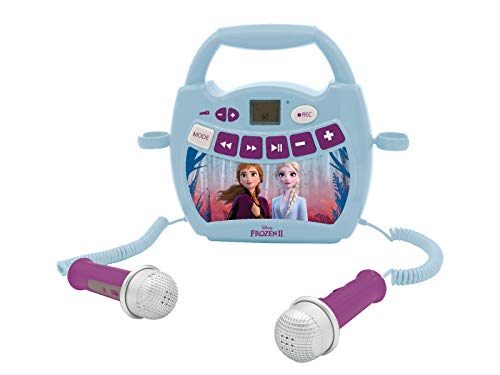 Lexibook- Vo Disney Frozen, Elsa, Anna, Mi primer reproductor digital Bluetooth con 2 micrófonos, inalámbrico, función Grabar, efecto de cambio de voz, para niñas, azul/púrpura, Color