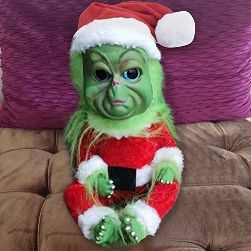 Liably Muñeca de Navidad con pelo verde de peluche realista, juguete relleno, decoración para niños 2021, verde, Talla única