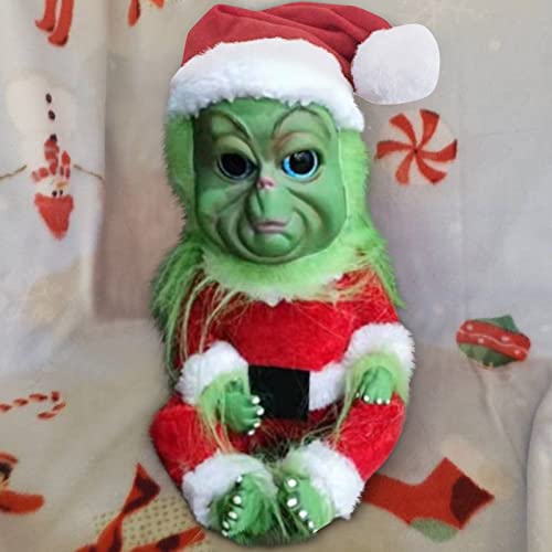 Liably Muñeca de Navidad con pelo verde de peluche realista, juguete relleno, decoración para niños 2021, verde, Talla única