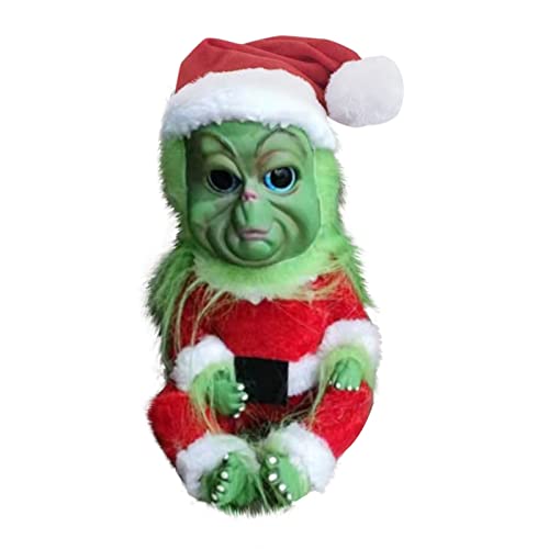 Liably Muñeca de Navidad con pelo verde de peluche realista, juguete relleno, decoración para niños 2021, verde, Talla única